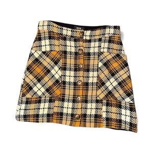 Maeve by Anthropologie Plaid Button-Front Skirt